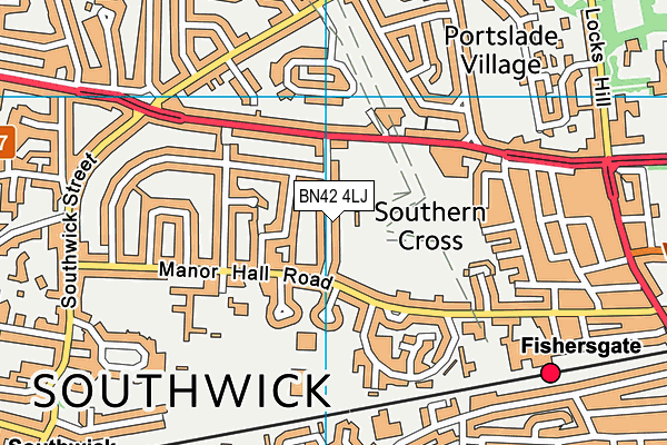 BN42 4LJ map - OS VectorMap District (Ordnance Survey)