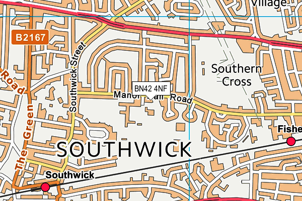 Eastbrook Primary Academy map (BN42 4NF) - OS VectorMap District (Ordnance Survey)