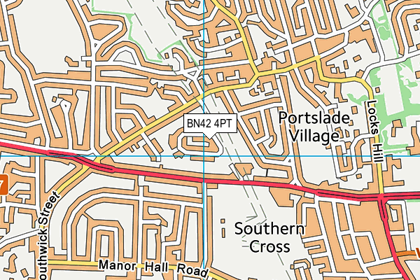 BN42 4PT map - OS VectorMap District (Ordnance Survey)