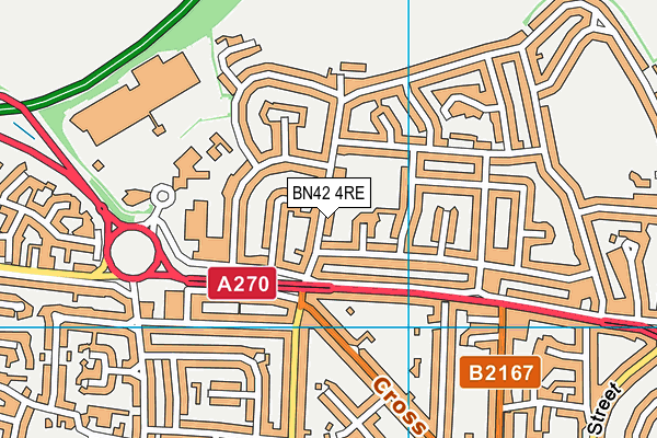 BN42 4RE map - OS VectorMap District (Ordnance Survey)