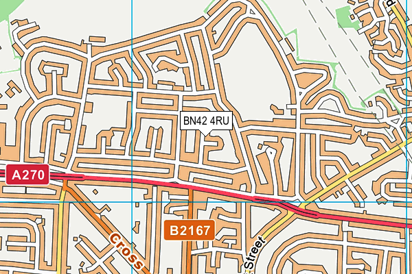 BN42 4RU map - OS VectorMap District (Ordnance Survey)
