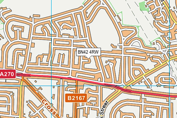 BN42 4RW map - OS VectorMap District (Ordnance Survey)