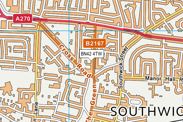 BN42 4TW map - OS VectorMap District (Ordnance Survey)