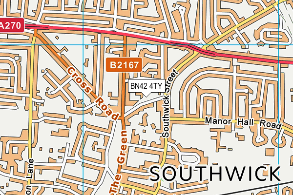 BN42 4TY map - OS VectorMap District (Ordnance Survey)