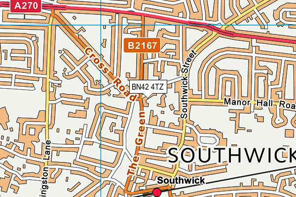 BN42 4TZ map - OS VectorMap District (Ordnance Survey)