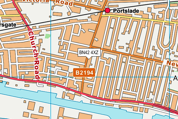 BN42 4XZ map - OS VectorMap District (Ordnance Survey)