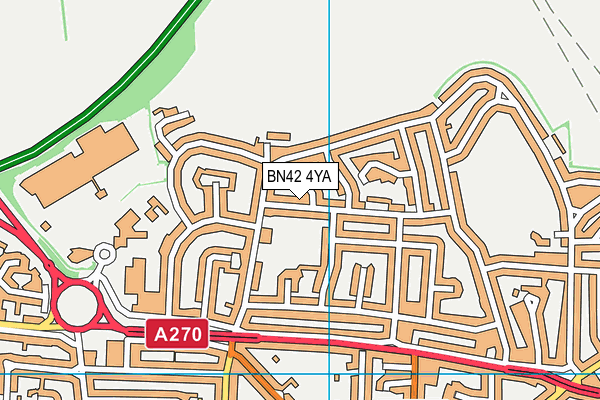 BN42 4YA map - OS VectorMap District (Ordnance Survey)