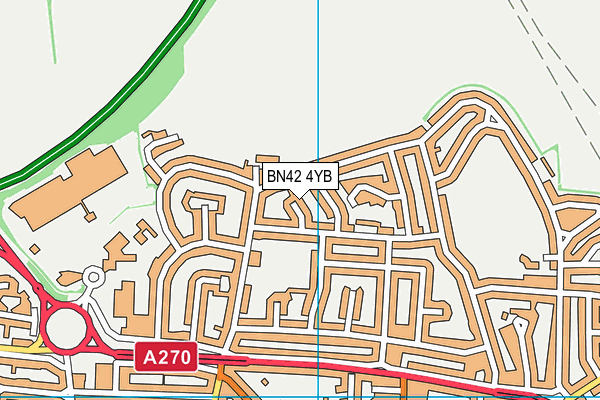 BN42 4YB map - OS VectorMap District (Ordnance Survey)