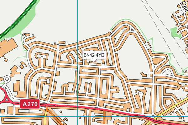 BN42 4YD map - OS VectorMap District (Ordnance Survey)