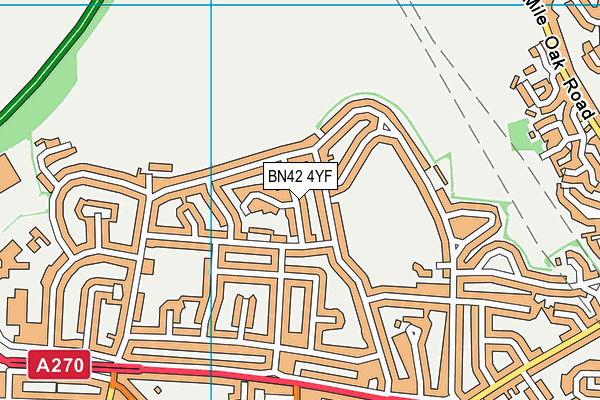 BN42 4YF map - OS VectorMap District (Ordnance Survey)