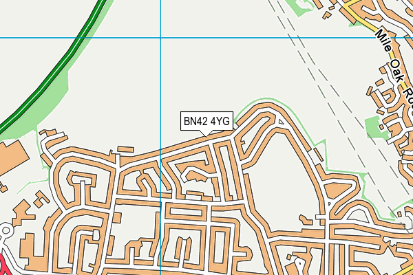 BN42 4YG map - OS VectorMap District (Ordnance Survey)