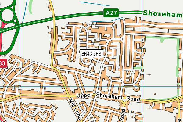 BN43 5FS map - OS VectorMap District (Ordnance Survey)