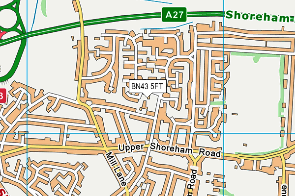 BN43 5FT map - OS VectorMap District (Ordnance Survey)