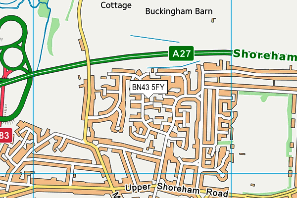 BN43 5FY map - OS VectorMap District (Ordnance Survey)