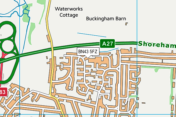BN43 5FZ map - OS VectorMap District (Ordnance Survey)