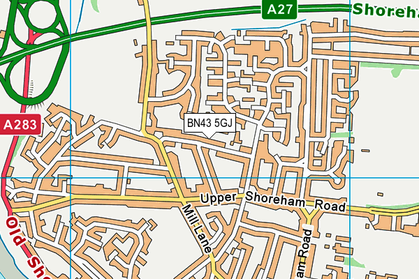 BN43 5GJ map - OS VectorMap District (Ordnance Survey)