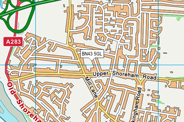 BN43 5GL map - OS VectorMap District (Ordnance Survey)