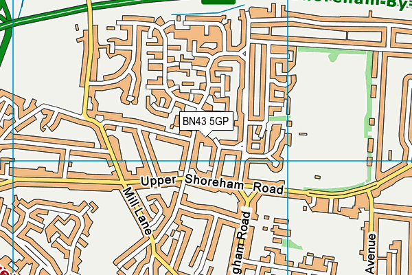BN43 5GP map - OS VectorMap District (Ordnance Survey)