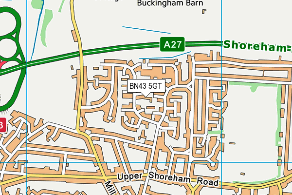 BN43 5GT map - OS VectorMap District (Ordnance Survey)