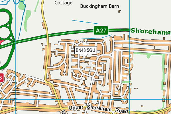 BN43 5GU map - OS VectorMap District (Ordnance Survey)