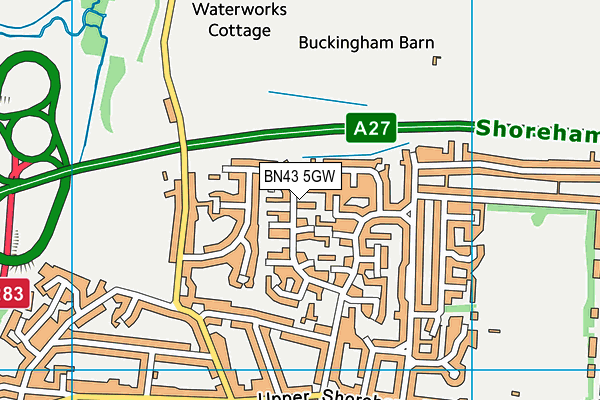 BN43 5GW map - OS VectorMap District (Ordnance Survey)