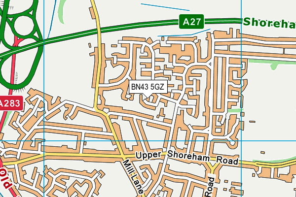 BN43 5GZ map - OS VectorMap District (Ordnance Survey)