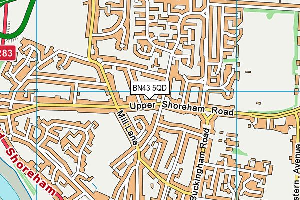 BN43 5QD map - OS VectorMap District (Ordnance Survey)
