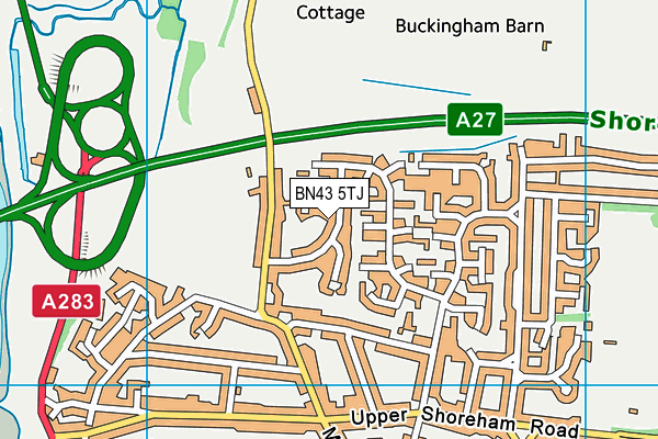 BN43 5TJ map - OS VectorMap District (Ordnance Survey)