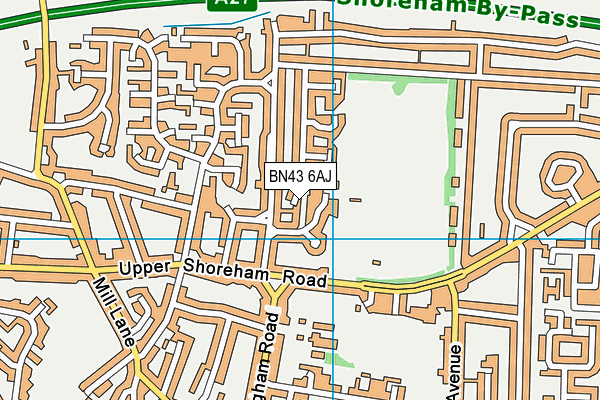 BN43 6AJ map - OS VectorMap District (Ordnance Survey)