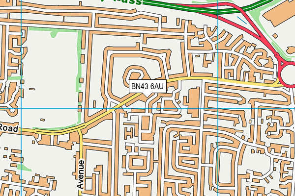 BN43 6AU map - OS VectorMap District (Ordnance Survey)