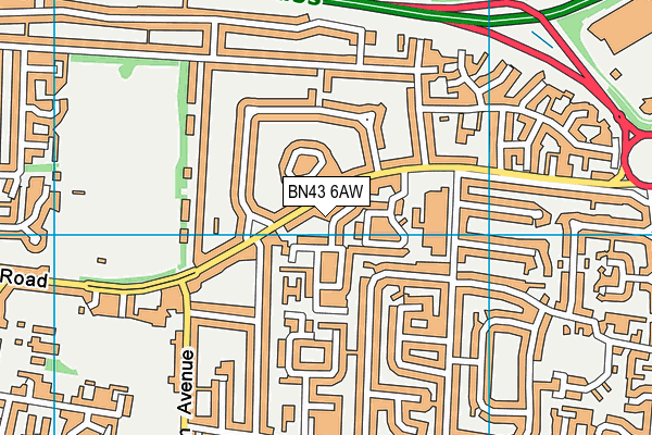 BN43 6AW map - OS VectorMap District (Ordnance Survey)