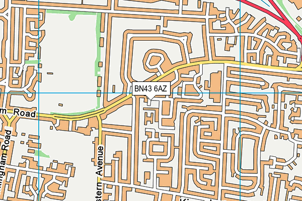BN43 6AZ map - OS VectorMap District (Ordnance Survey)