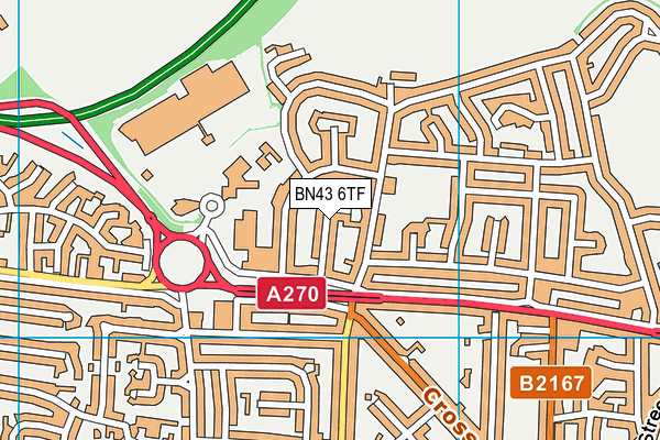 BN43 6TF map - OS VectorMap District (Ordnance Survey)