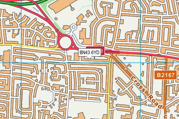 BN43 6YD map - OS VectorMap District (Ordnance Survey)