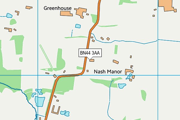 BN44 3AA map - OS VectorMap District (Ordnance Survey)
