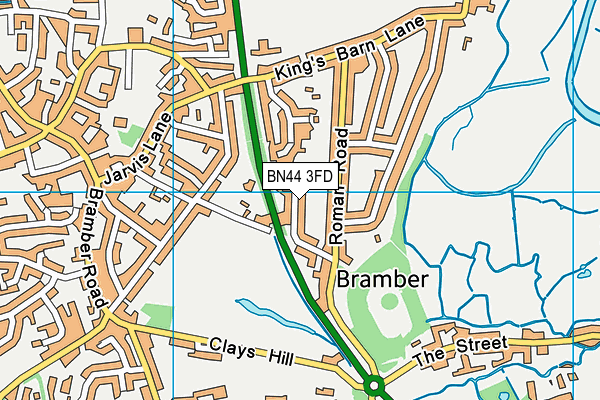 BN44 3FD map - OS VectorMap District (Ordnance Survey)
