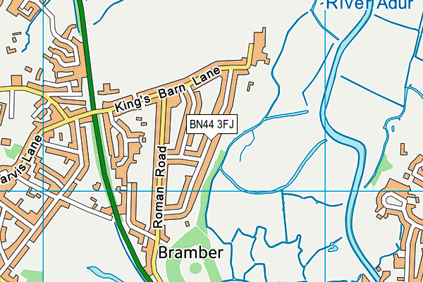 BN44 3FJ map - OS VectorMap District (Ordnance Survey)