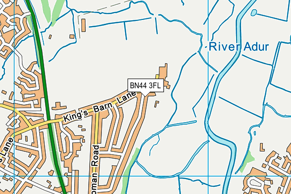 BN44 3FL map - OS VectorMap District (Ordnance Survey)