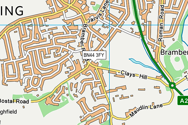 BN44 3FY map - OS VectorMap District (Ordnance Survey)
