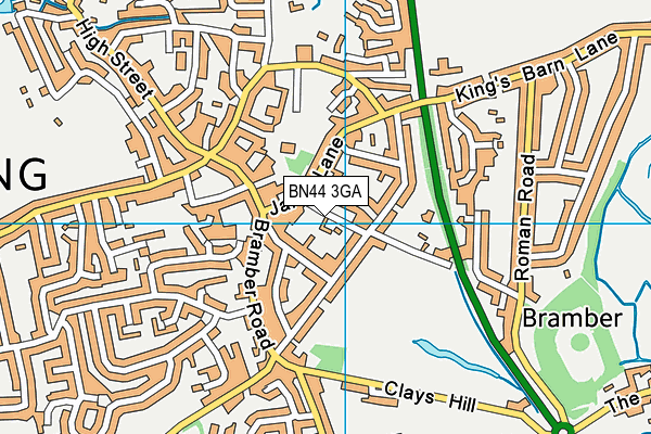 BN44 3GA map - OS VectorMap District (Ordnance Survey)