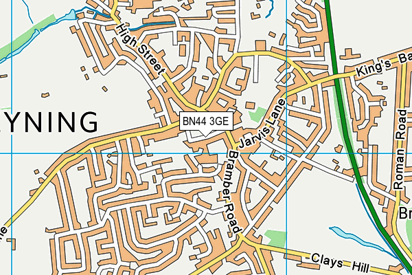 BN44 3GE map - OS VectorMap District (Ordnance Survey)