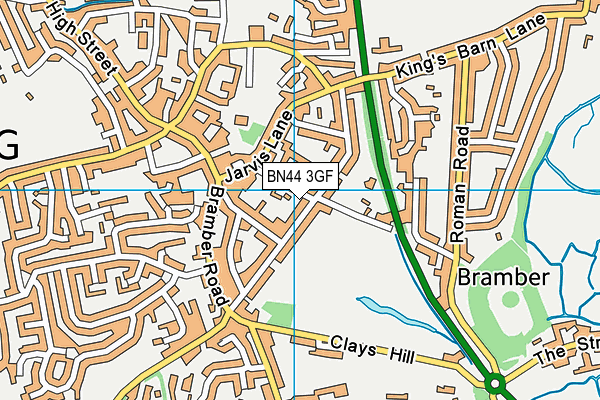 BN44 3GF map - OS VectorMap District (Ordnance Survey)