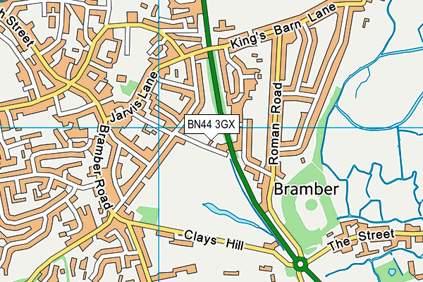 BN44 3GX map - OS VectorMap District (Ordnance Survey)
