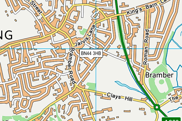 BN44 3HB map - OS VectorMap District (Ordnance Survey)