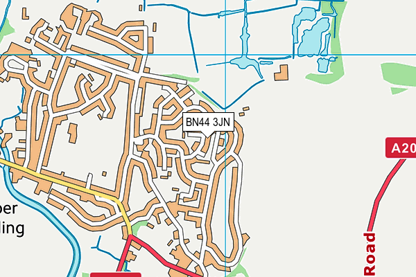 BN44 3JN map - OS VectorMap District (Ordnance Survey)