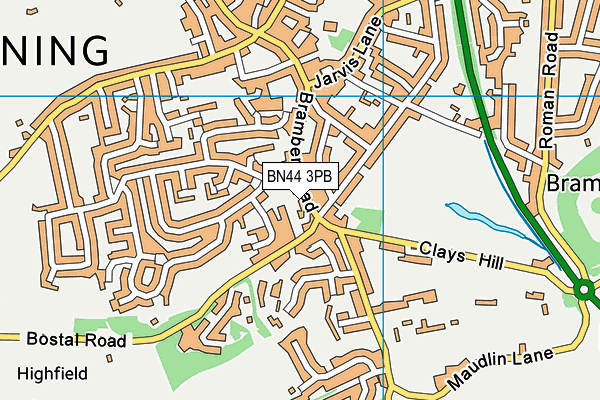 BN44 3PB map - OS VectorMap District (Ordnance Survey)