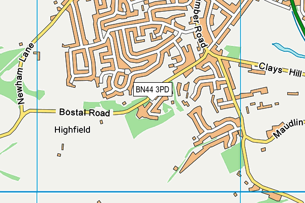 BN44 3PD map - OS VectorMap District (Ordnance Survey)
