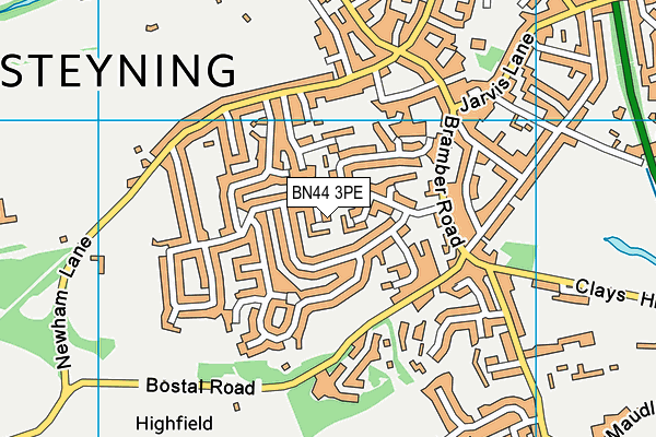BN44 3PE map - OS VectorMap District (Ordnance Survey)