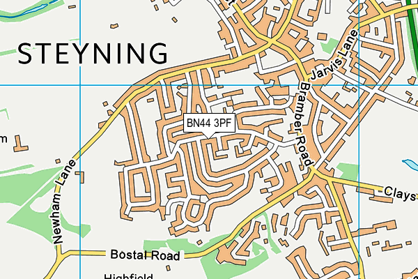 BN44 3PF map - OS VectorMap District (Ordnance Survey)