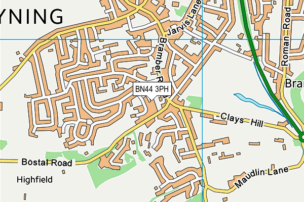 BN44 3PH map - OS VectorMap District (Ordnance Survey)
